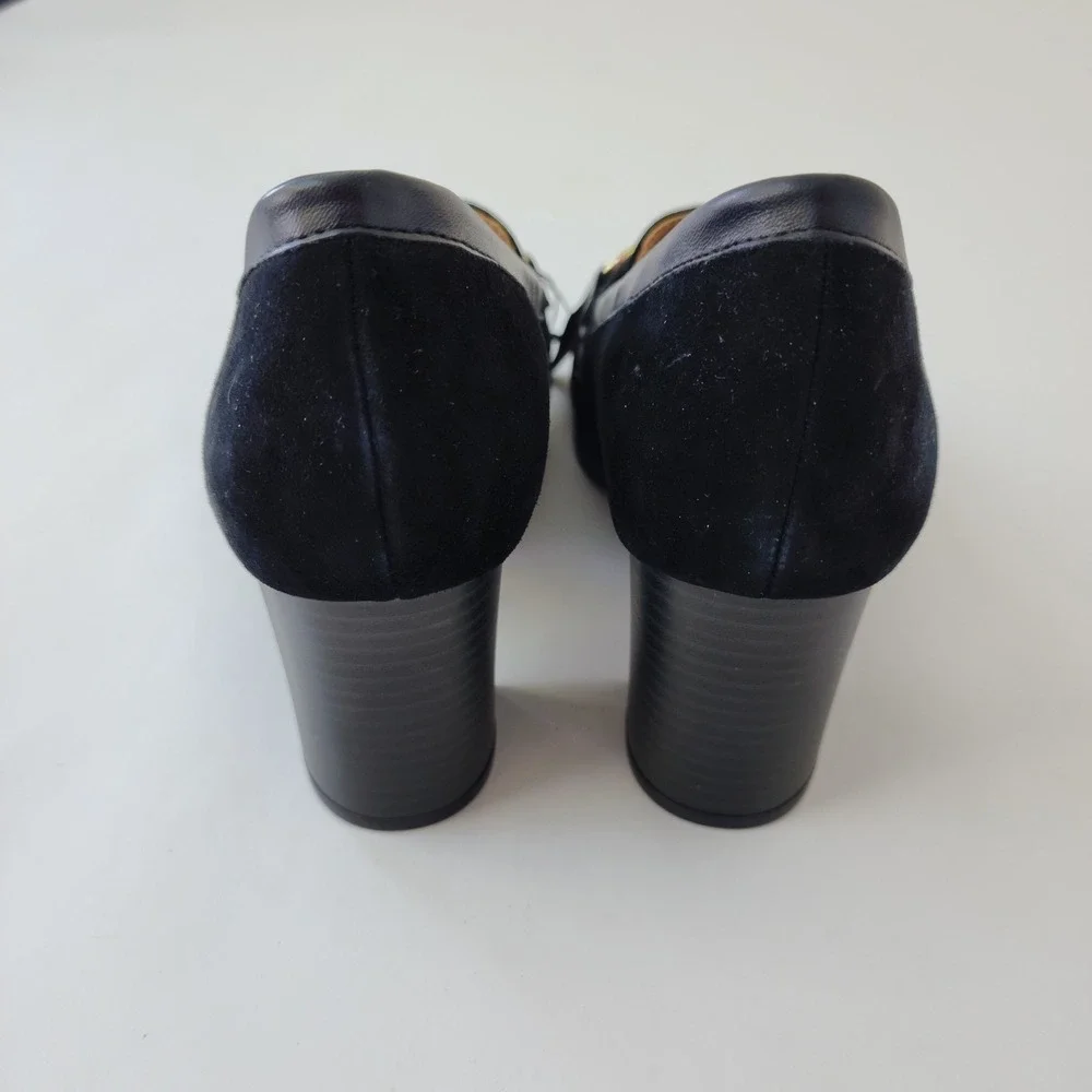 Giani Bernini Black Suede Horsebit Block Heel Loafers Memory Foam‎ Pumps 8M